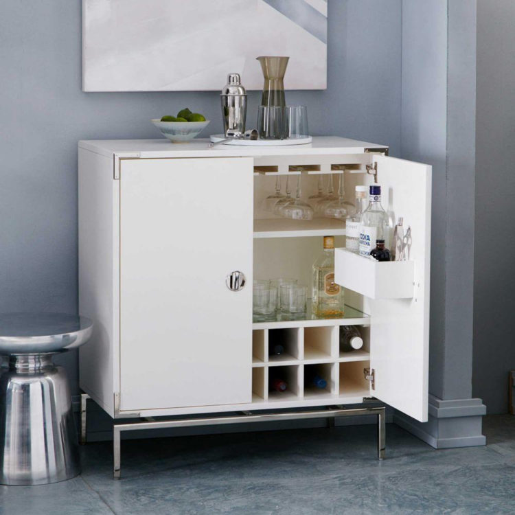 white lacquer drinks cabinet from westelm
