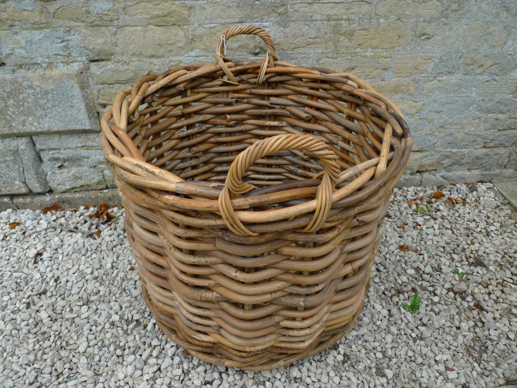 a large rattan basket makes tidying up easier