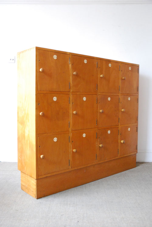 vintage wooden lockers are perfect for storage