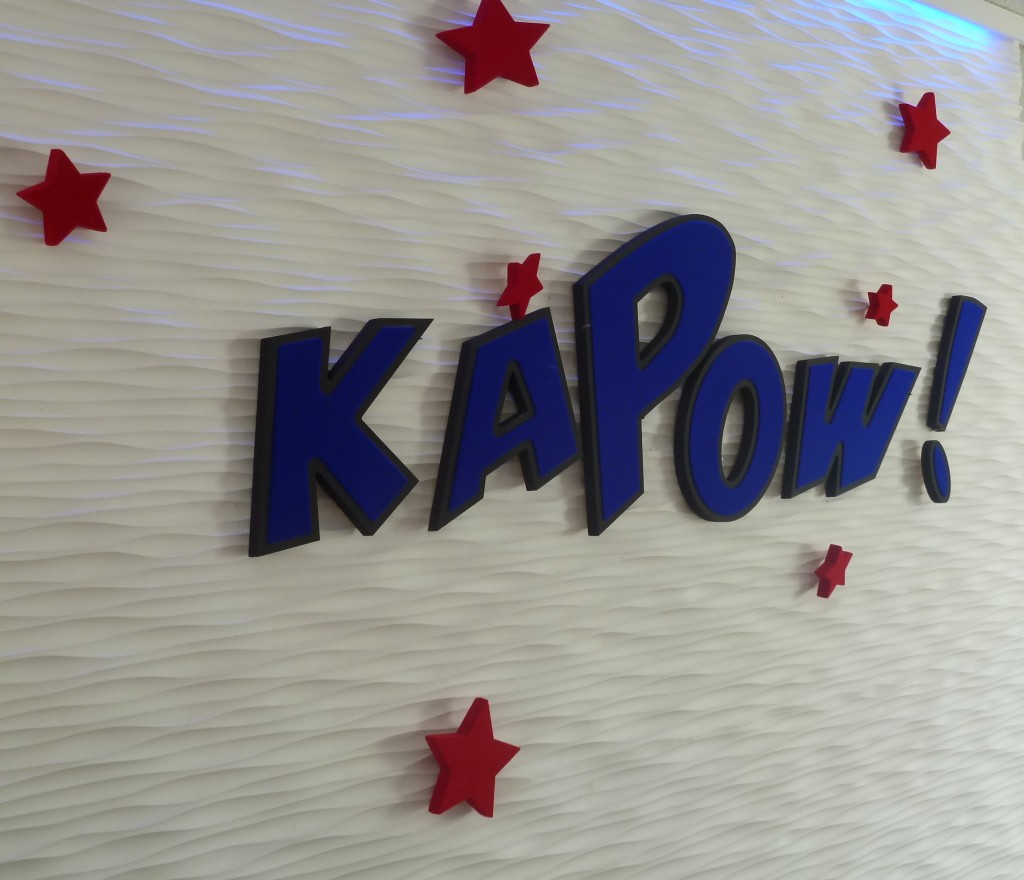 these cartoon flocked letters will brighten up any wall