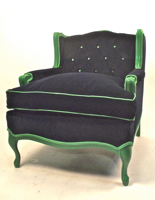this navy and green chair from ShawnaRobinson.com has been sold but it's a great idea.