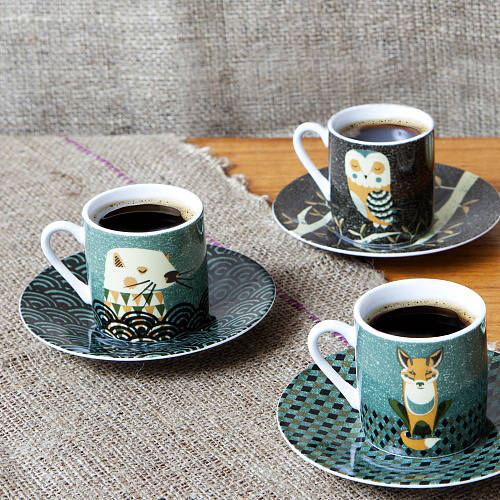 Tom Frost wildlife espresso cups