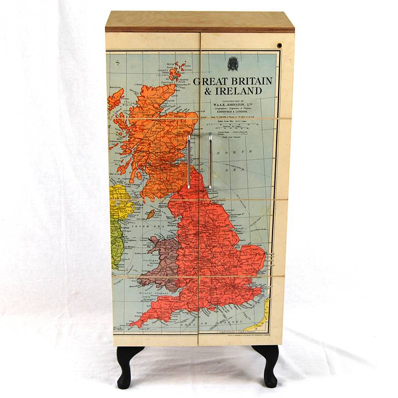 vintage map cupboard