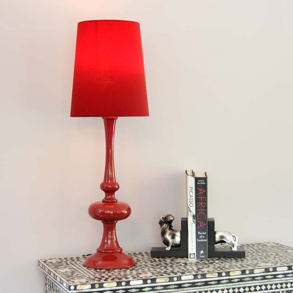 red velvet lamp from chloe james lifestyle