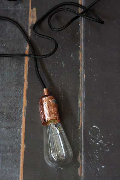 frama copper light fitting with black flex