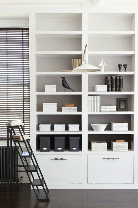 grey shelving graduated ombre with white accessories