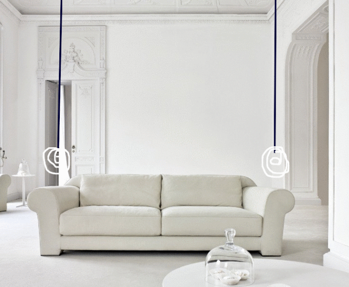 white sitting room with added pendant lighting