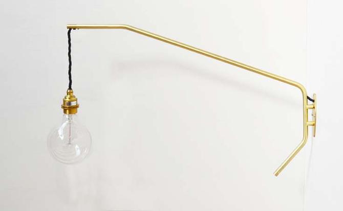 percher wall light in gold with bulb fitting