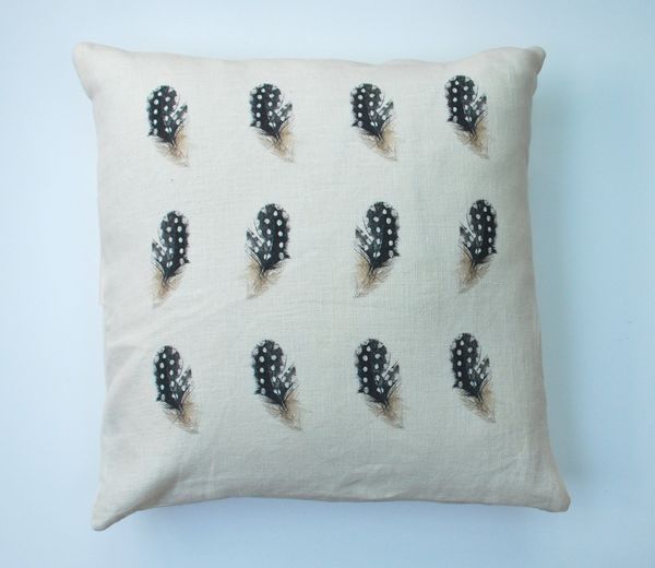 guineafowl feather cushion by celia lewis