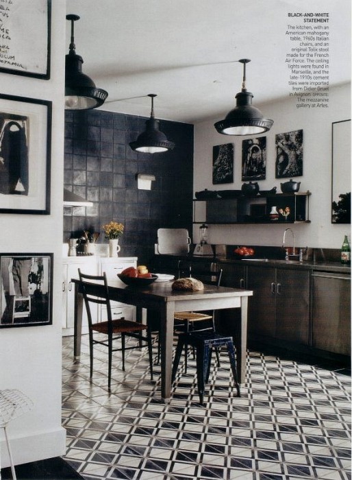 black and white cement floor tiles via pinterest