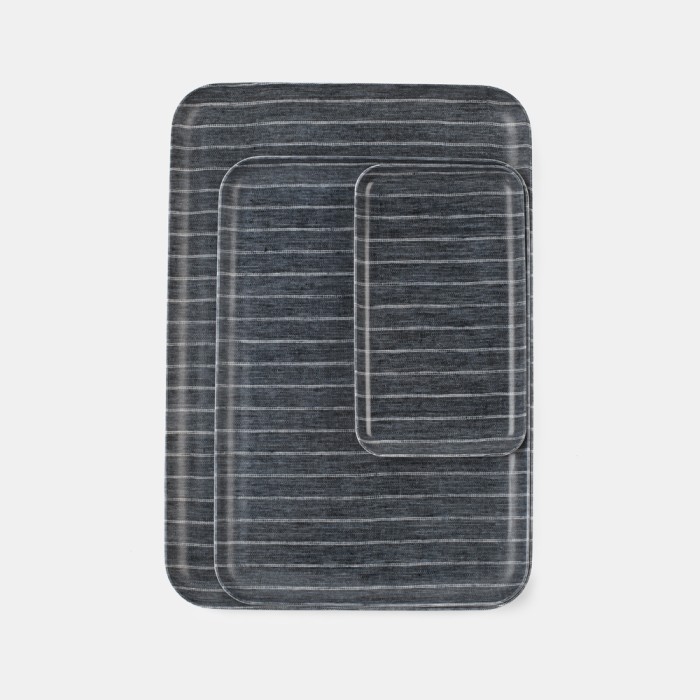 black and white striped linen coated  tray from folklore