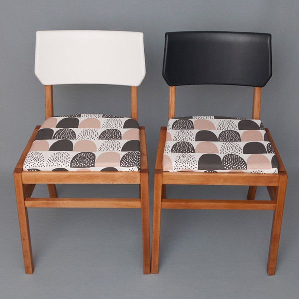 upcycled kitchen chairs black and white mid century modern