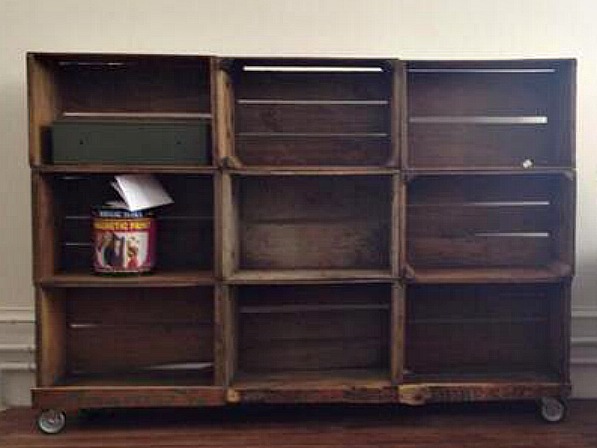 shelves made from vintage crates by Hopper and Space