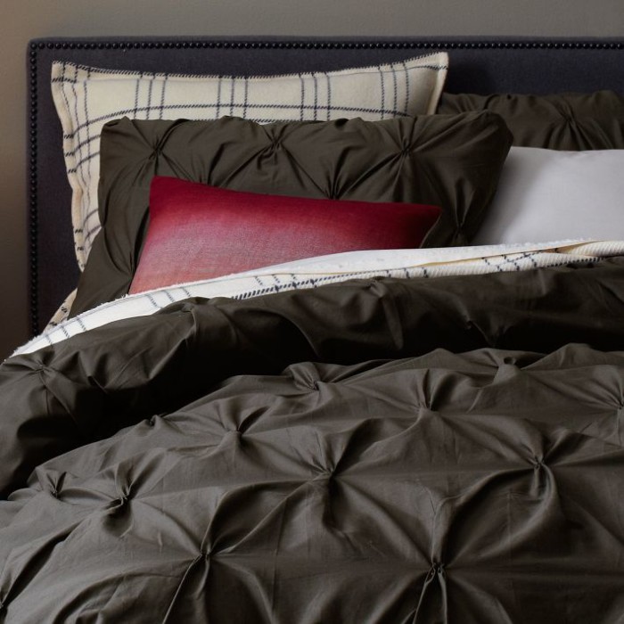 organic cotton pintuck duvet cover in slate from westelm