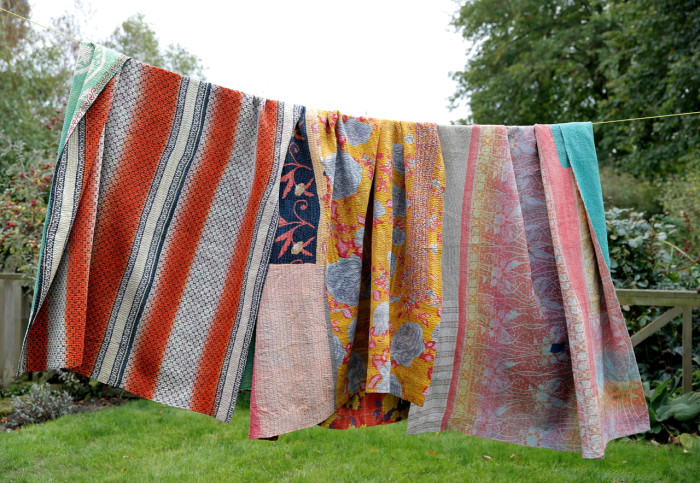 Indian kantha throws all colours