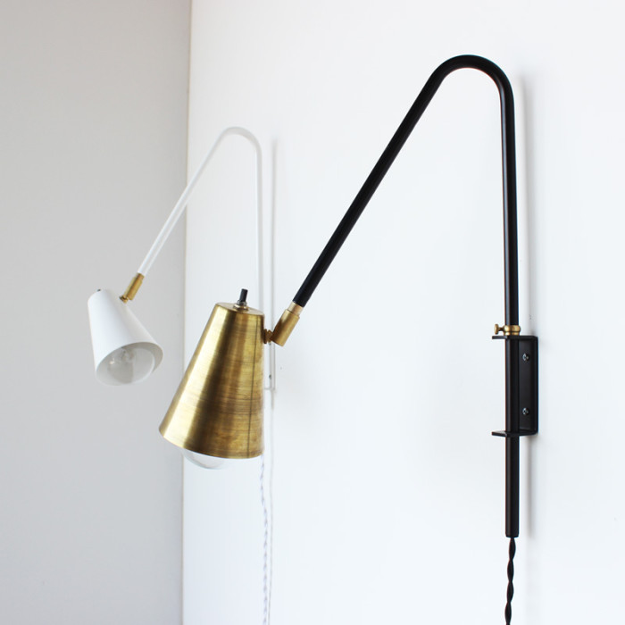 wallace wall light brass swing extendable 