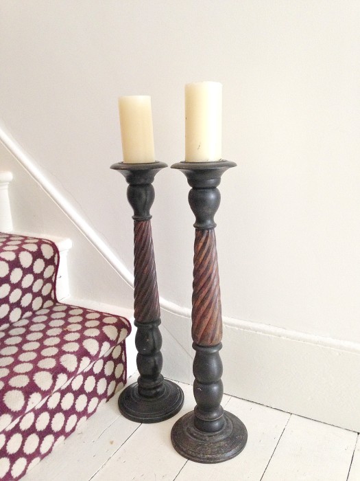 wooden floorstanding candlesticks
