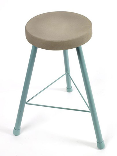 concrete stool with turquoise legs