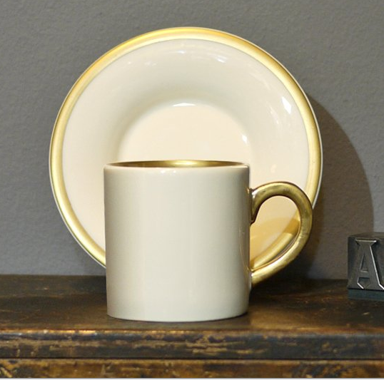 espress cup and saucer with gold rim from unite and type