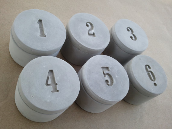 concrete spice jars with numbered lids from kreteware