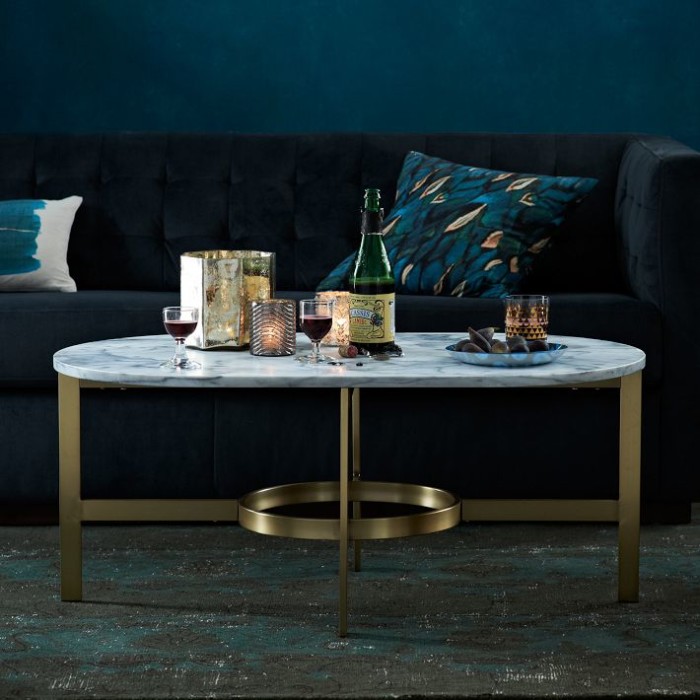 marble coffee table with brass legs from westelm