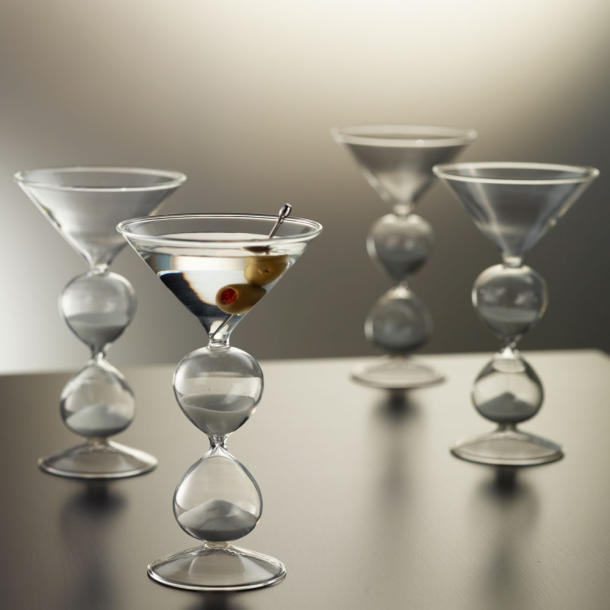 martini sandtimer cocktail glasses