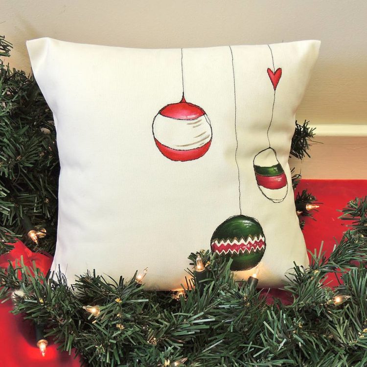 christmas bauble cushion by designer j at not on the high street.
