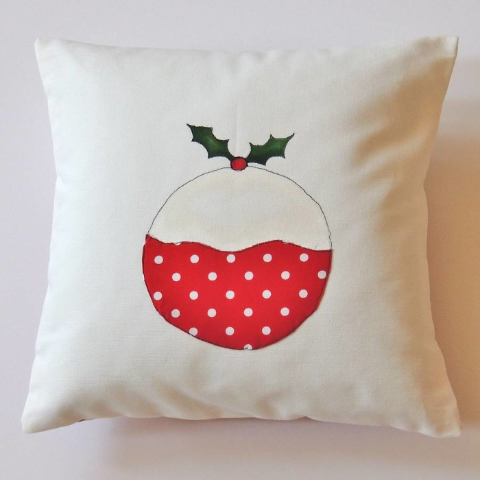 original_christmas-pudding-cushion by designer j at not on the high street 
