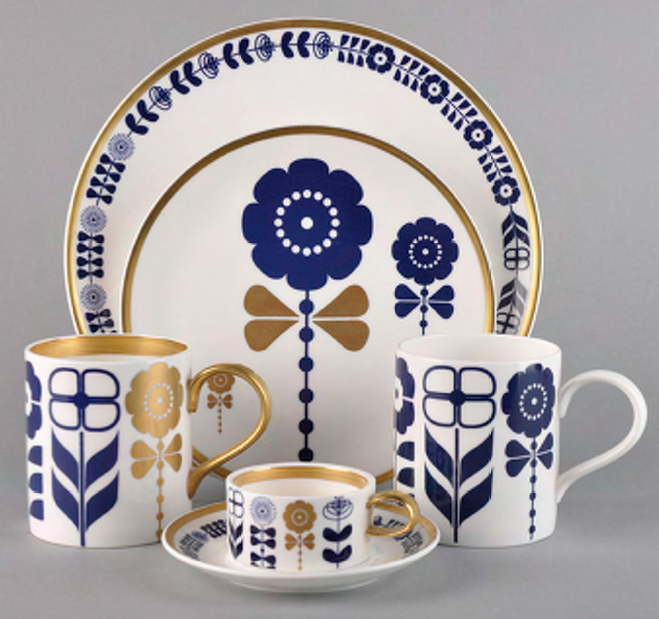 blue white and gold ceramics