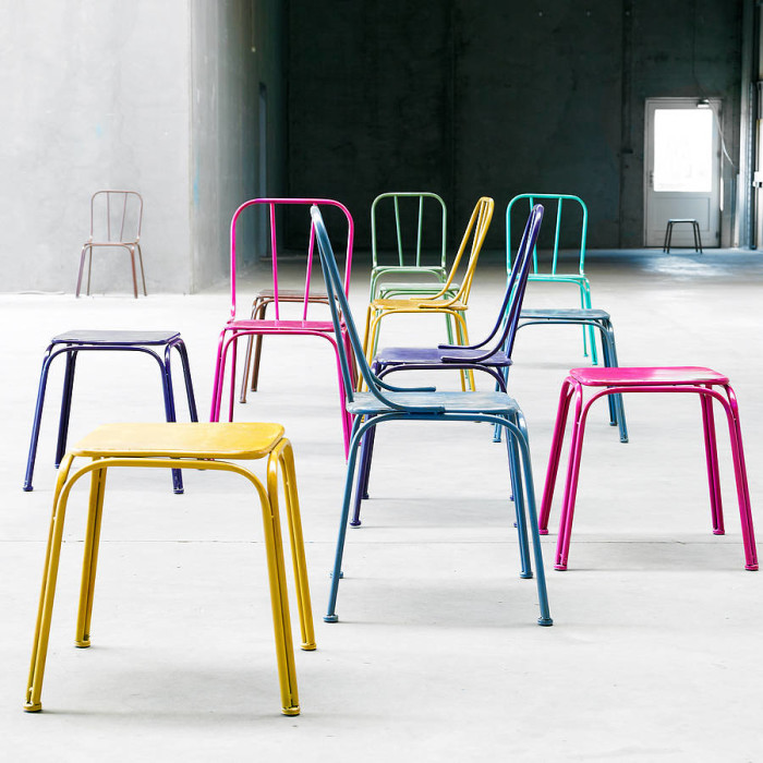multi-coloured industrial stools by nordal