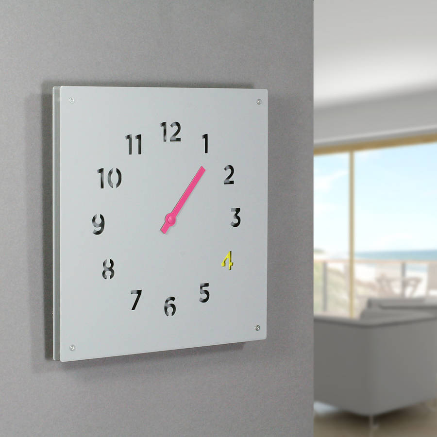 grey steel-wall-clock from block design
