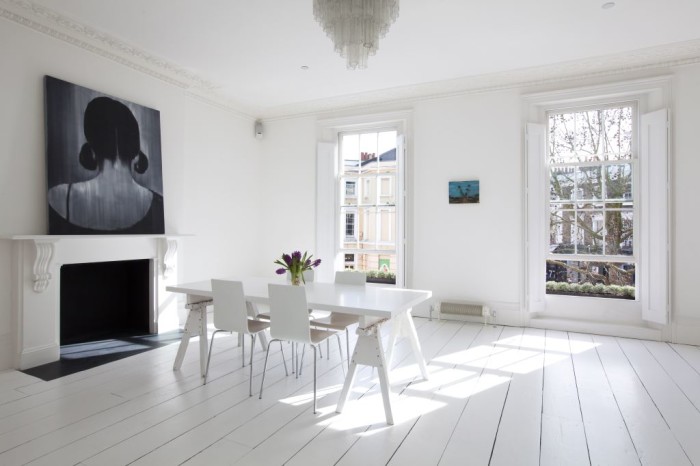 white living space painted floorboards from domusnova.com by clare rushton