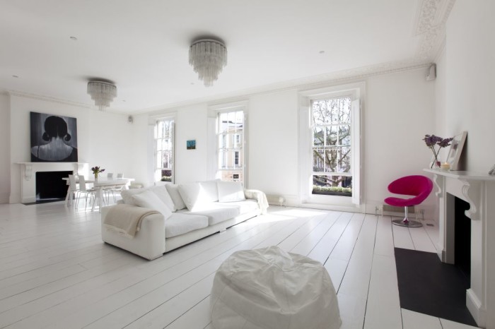 white living space painted floorboards from domusnova.com by clare rushton