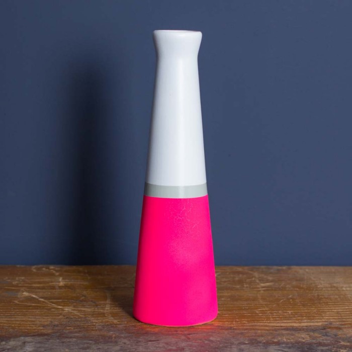 neon pink stripe vase from a rum fellow