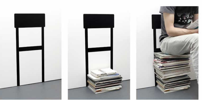 stack chair magazine storage decal by Florian Kremb from bouf.com
