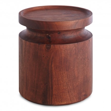 low wooden round side table from blu dot