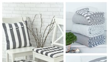 grey striped garden cushions from nordic house