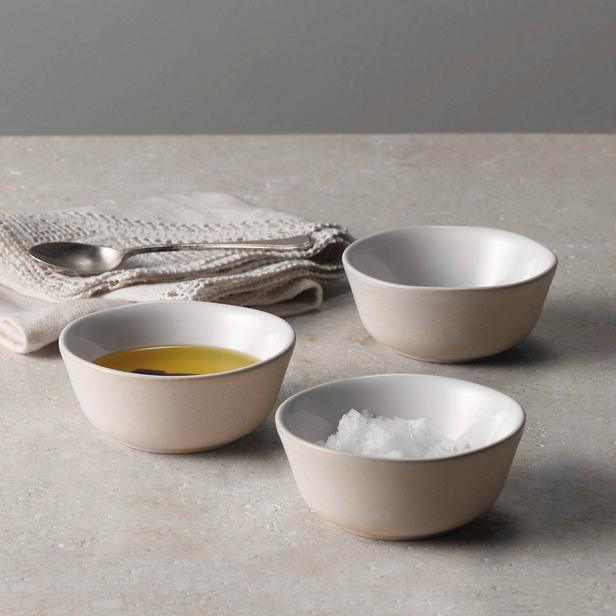 white company dipping bowls