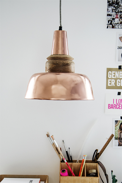 copper ceiling light with wood detail for £149 from rockett st george