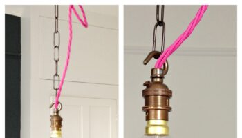 pink cable light brass fitting