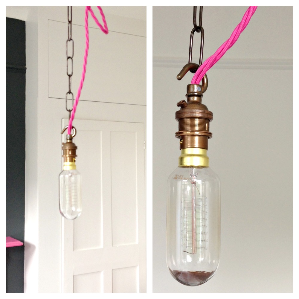 pink cable light brass fitting