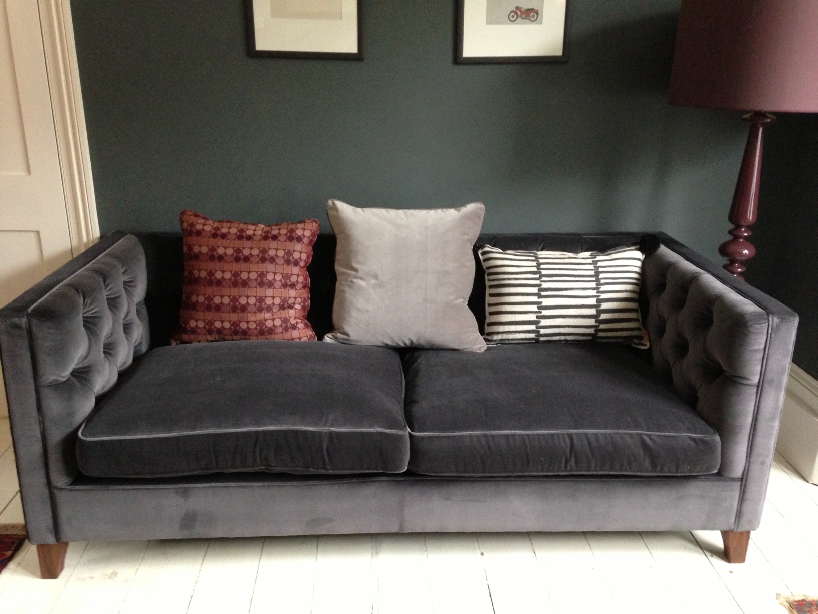 Grey Velvet Sofa