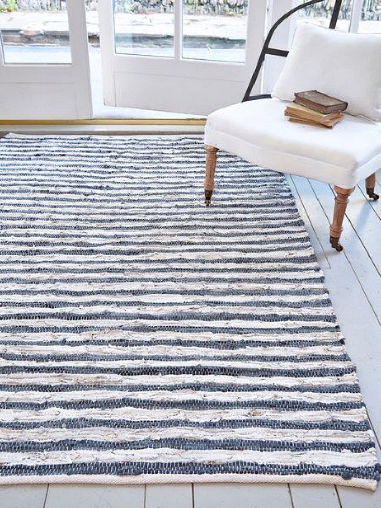 grey and silver leather rug from nordichouse