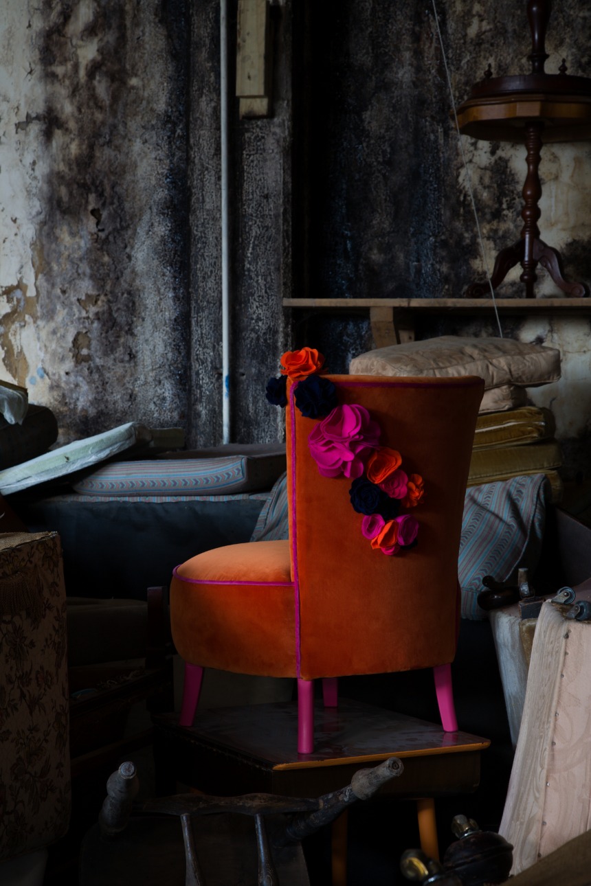 pink flower chair by outofthedark and zoe brewer
