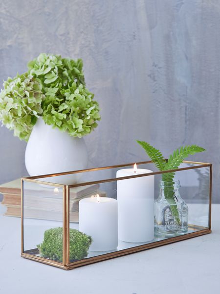 mirrored brass candle box