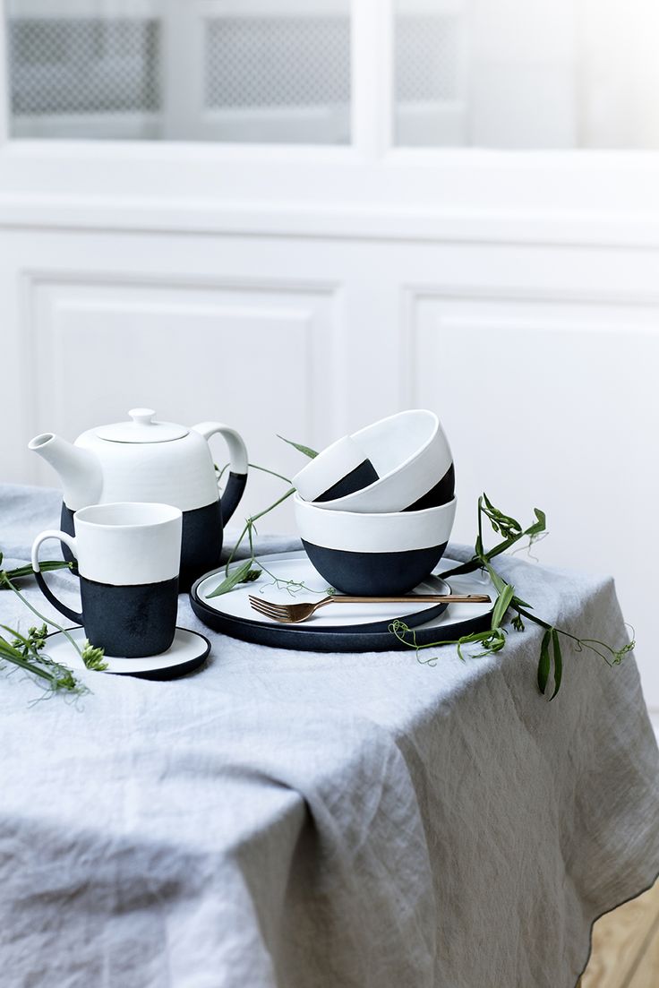 black and white plates by broste copenhagen