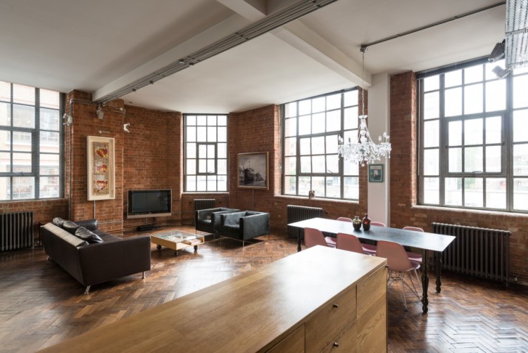 leather sofas in converted warehouse