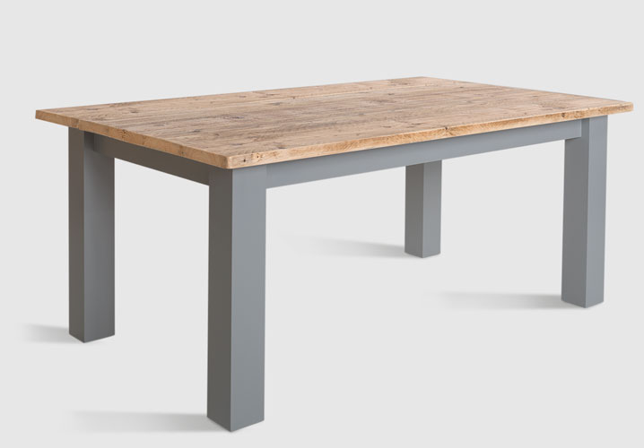 square style table reclaimed pine top, manor house grey legs.