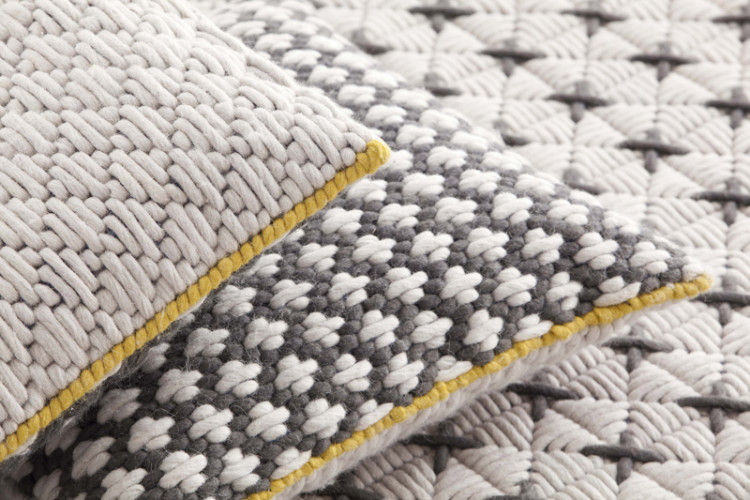 Woven Siali by Charlotte Lancelot for Gan (cushions detail - grey, white) small