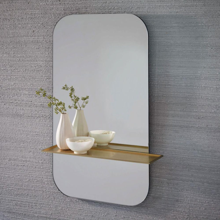 mirror with brass shelf from westelm